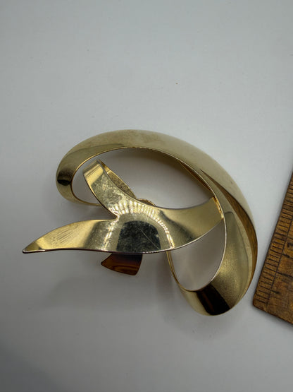 Vintage Unique & Rare Modernist Gold Ribbon Brooch, 1950s–60s