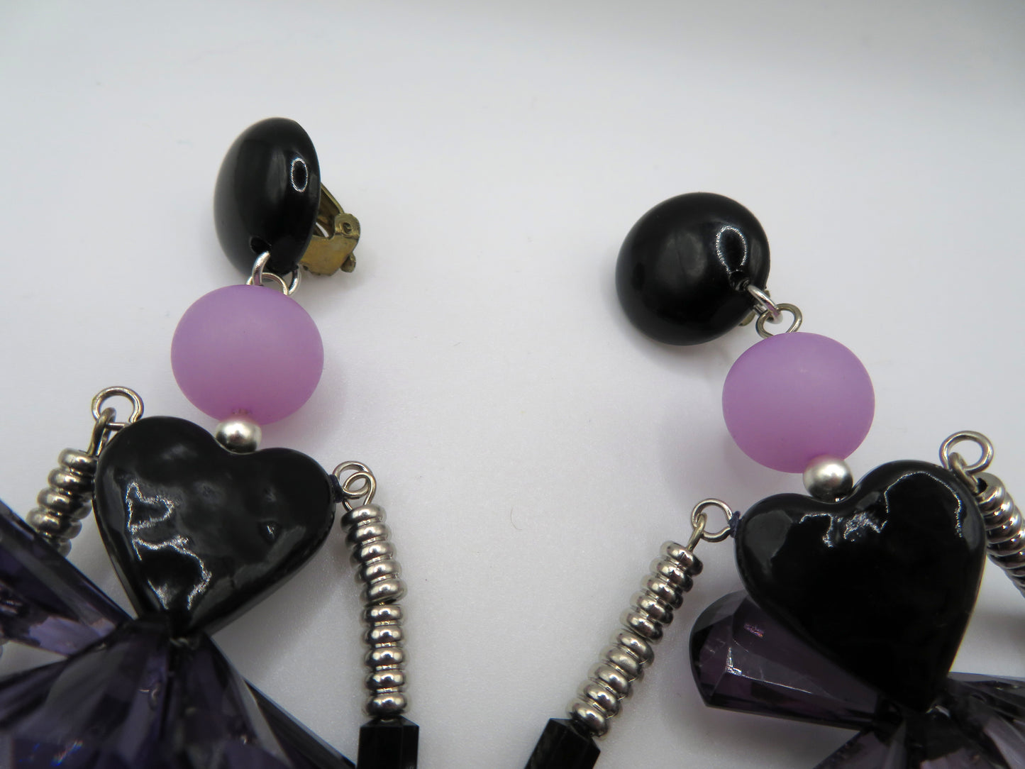 Vintage Rare Articulated Chunky French Doll Heart Earrings