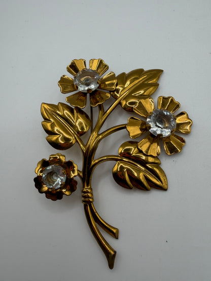 Vintage Oversized Rhinestone Flower Bouquet Brooch