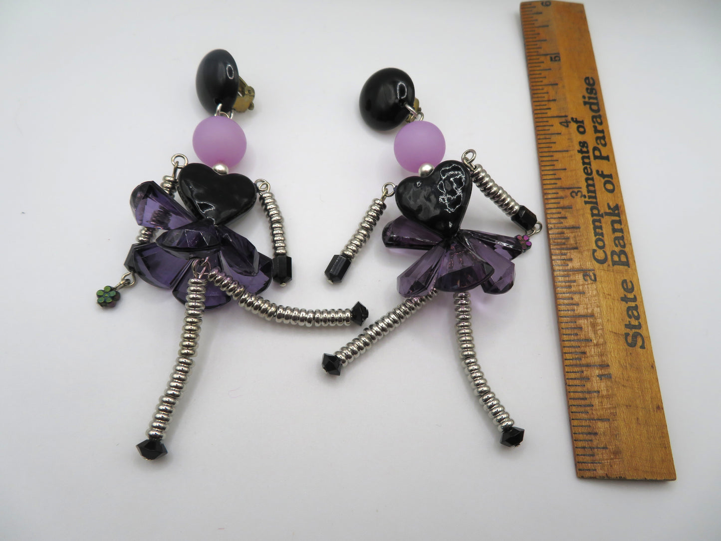 Vintage Rare Articulated Chunky French Doll Heart Earrings