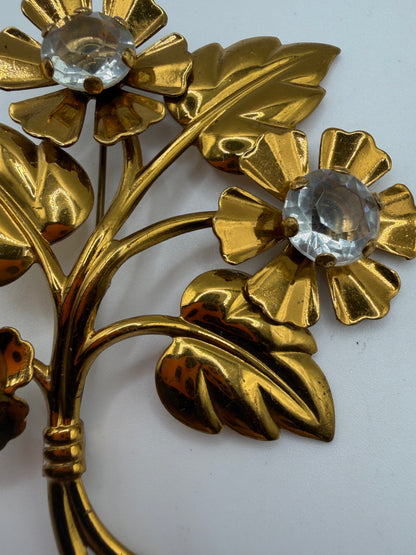 Vintage Oversized Rhinestone Flower Bouquet Brooch