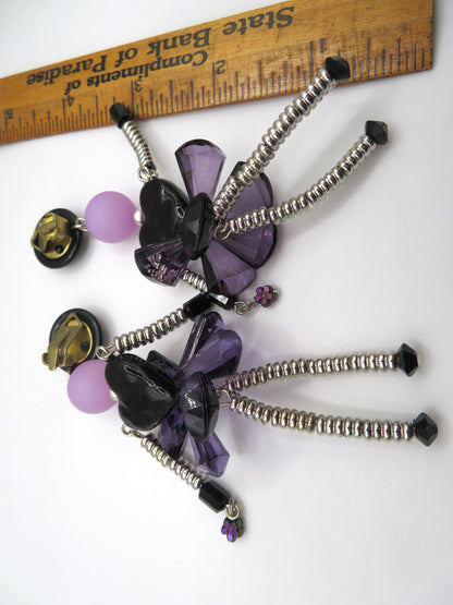 Vintage Rare Articulated Chunky French Doll Heart Earrings