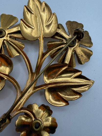 Vintage Oversized Rhinestone Flower Bouquet Brooch