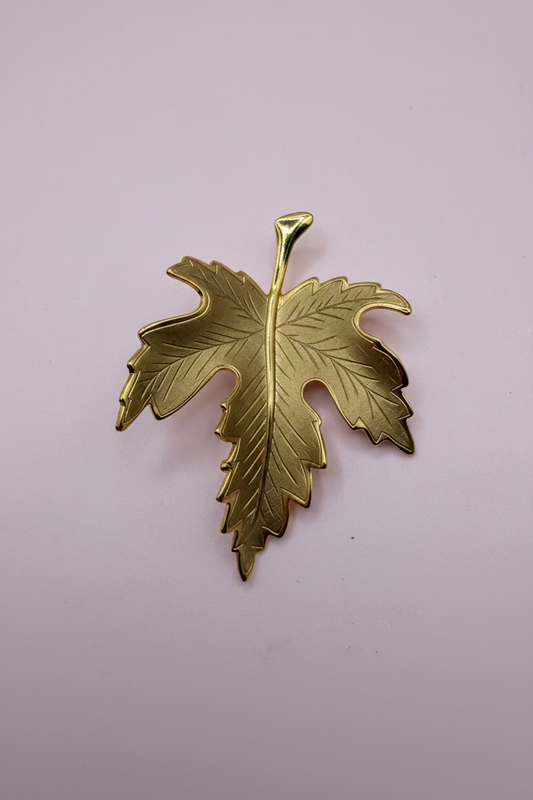 Vintage Textured Gold Maple Leaf Brooch