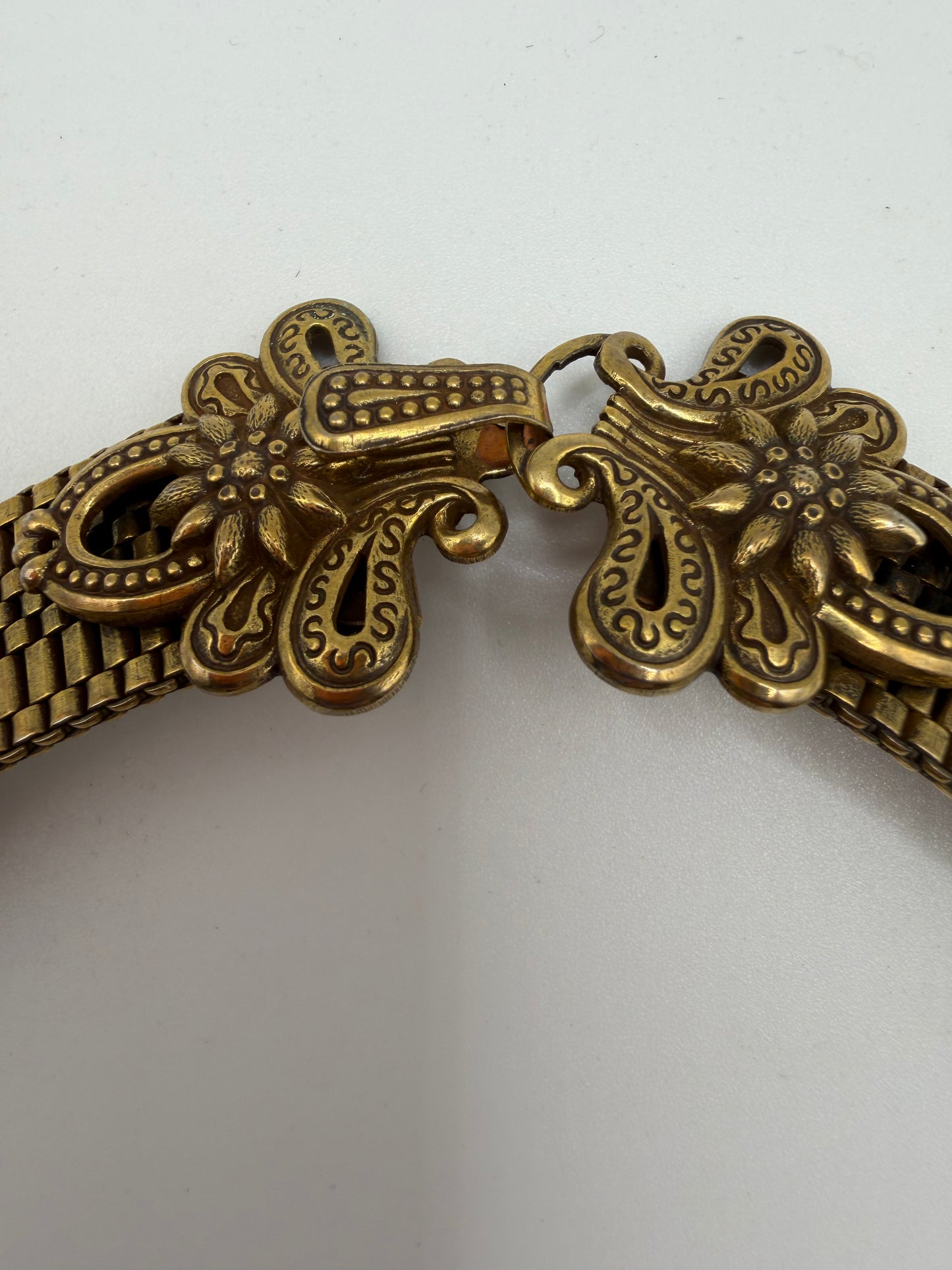 Vintage Bold Gold Collar Necklace with Colossal Crystal