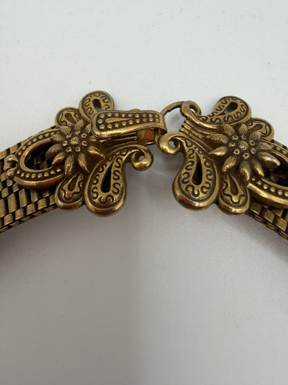 Vintage Bold Gold Collar Necklace with Colossal Crystal