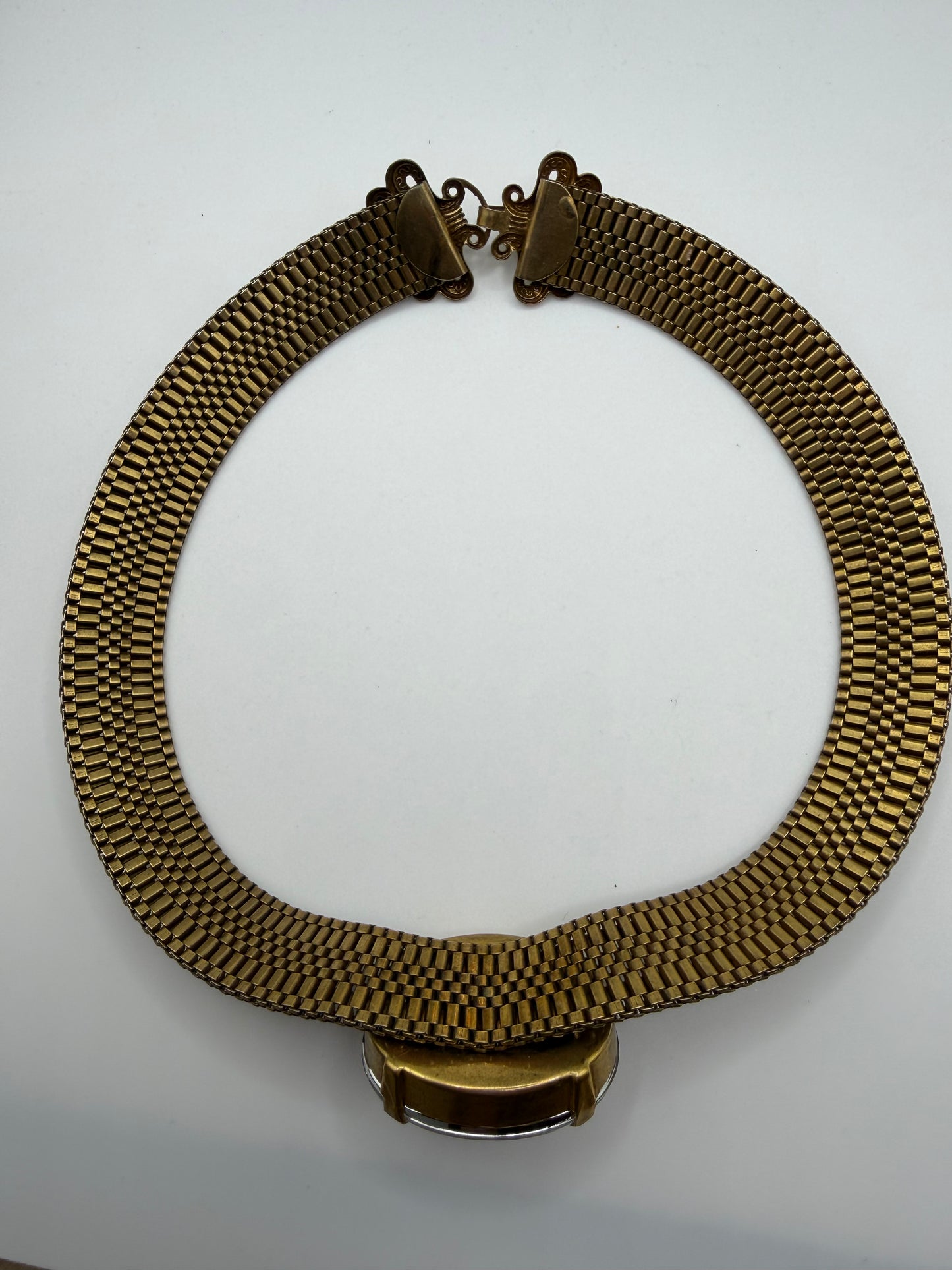 Vintage Bold Gold Collar Necklace with Colossal Crystal