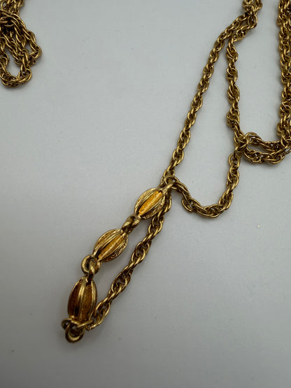 Vintage Monet Double-Strand Melon Bead Station Chain
