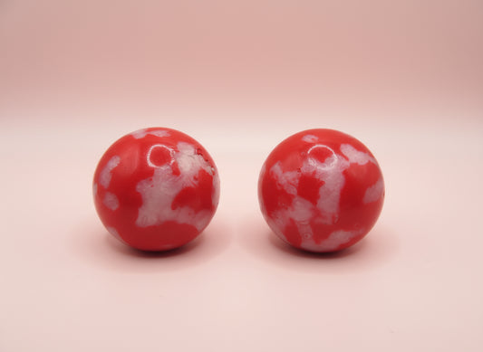 Vintage Chunky Marbled Button Style West Germany Clip On Earrings