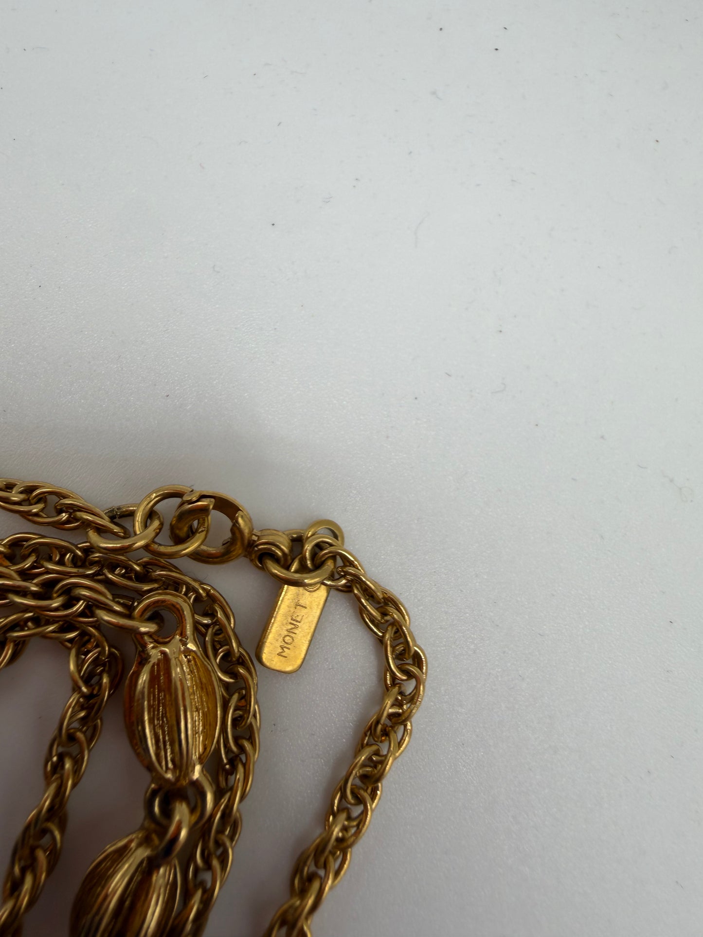 Vintage Monet Double-Strand Melon Bead Station Chain