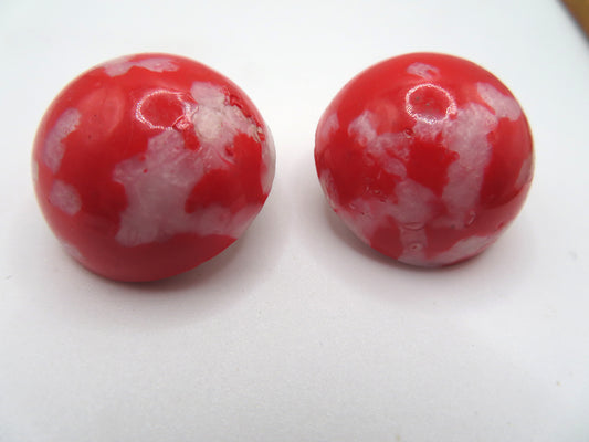 Vintage Chunky Marbled Button Style West Germany Clip On Earrings