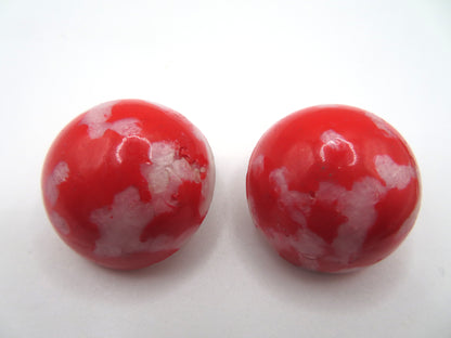 Vintage Chunky Marbled Button Style West Germany Clip On Earrings