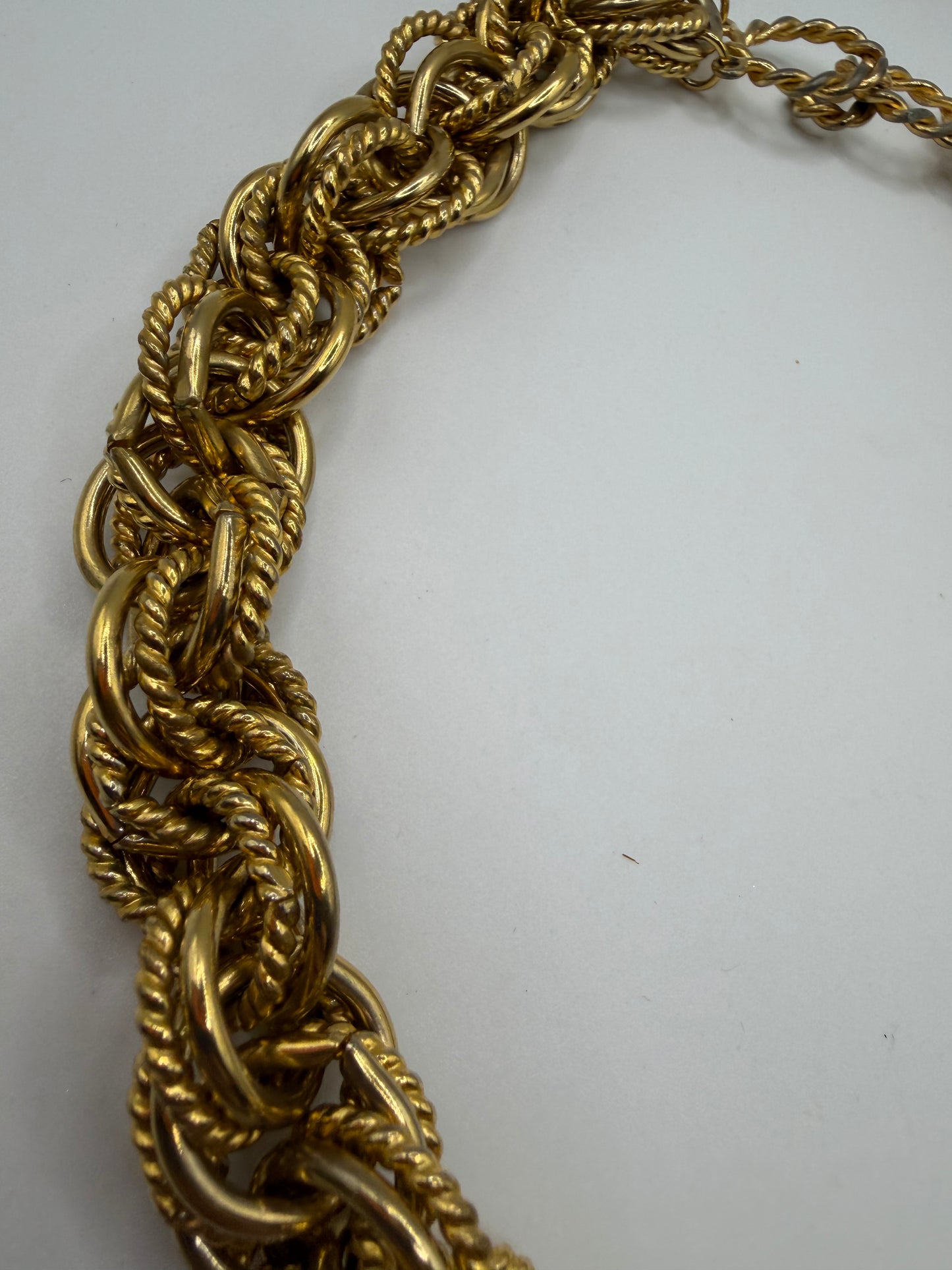 Chunky Gold Rope Cable Twist Collar Necklace