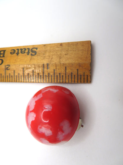 Vintage Chunky Marbled Button Style West Germany Clip On Earrings