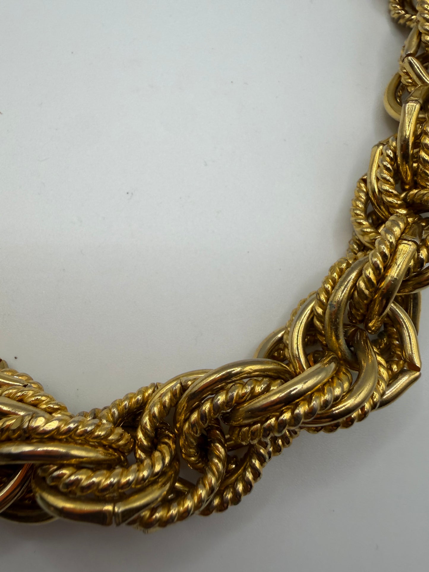Chunky Gold Rope Cable Twist Collar Necklace