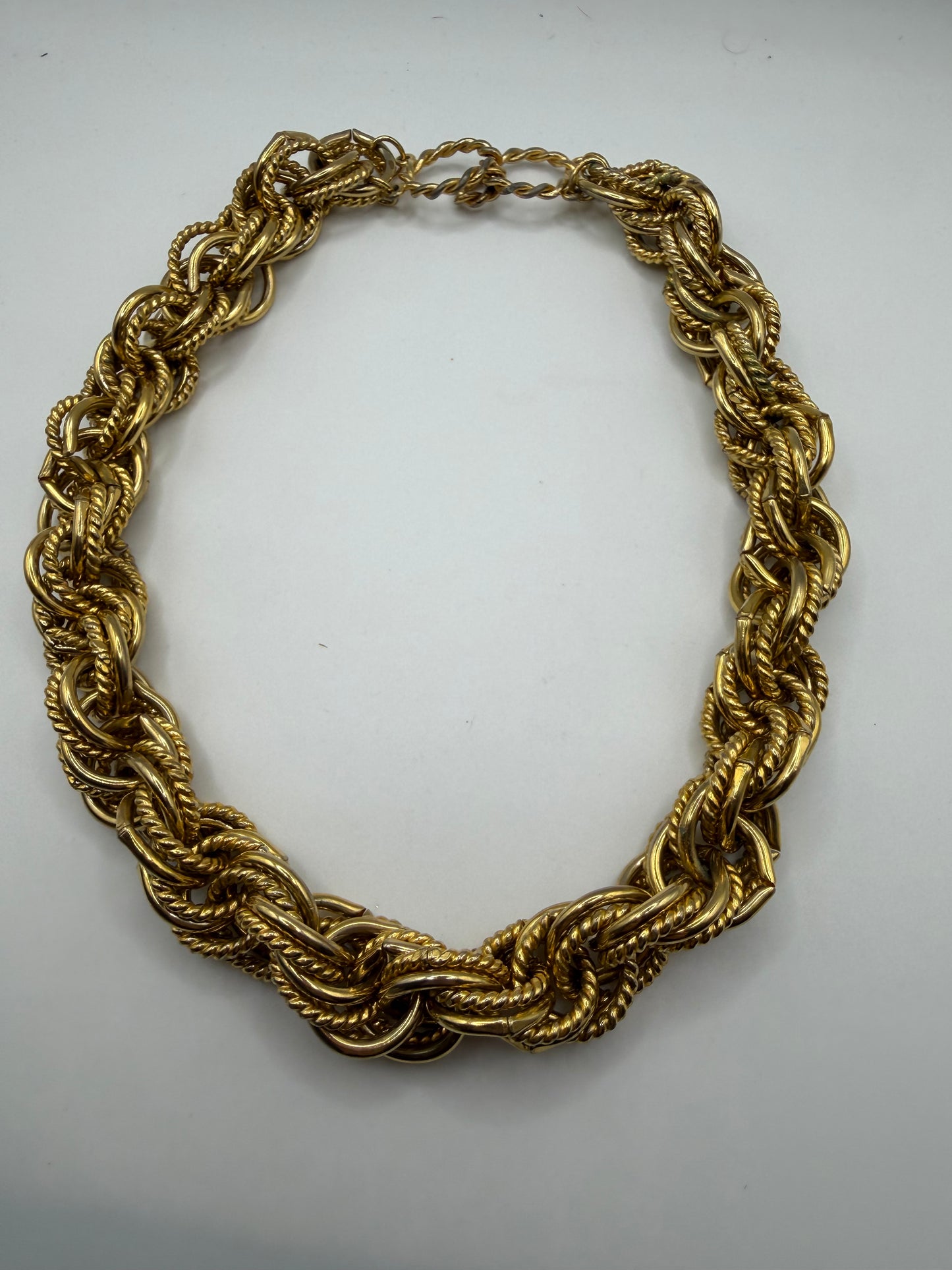 Chunky Gold Rope Cable Twist Collar Necklace