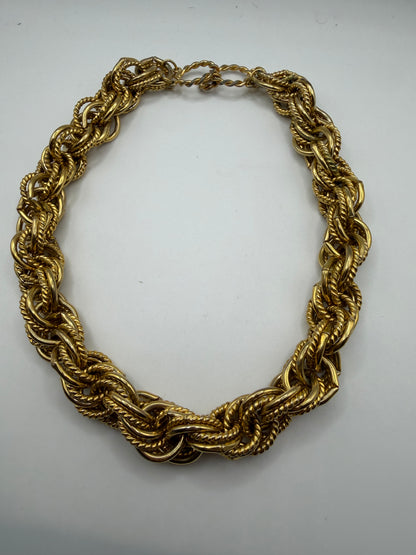 Chunky Gold Rope Cable Twist Collar Necklace