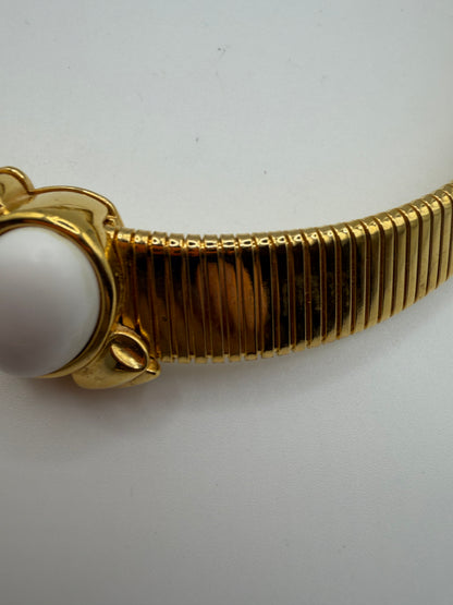 Vintage Monet Omega Tubogas Necklace with White Cabochon