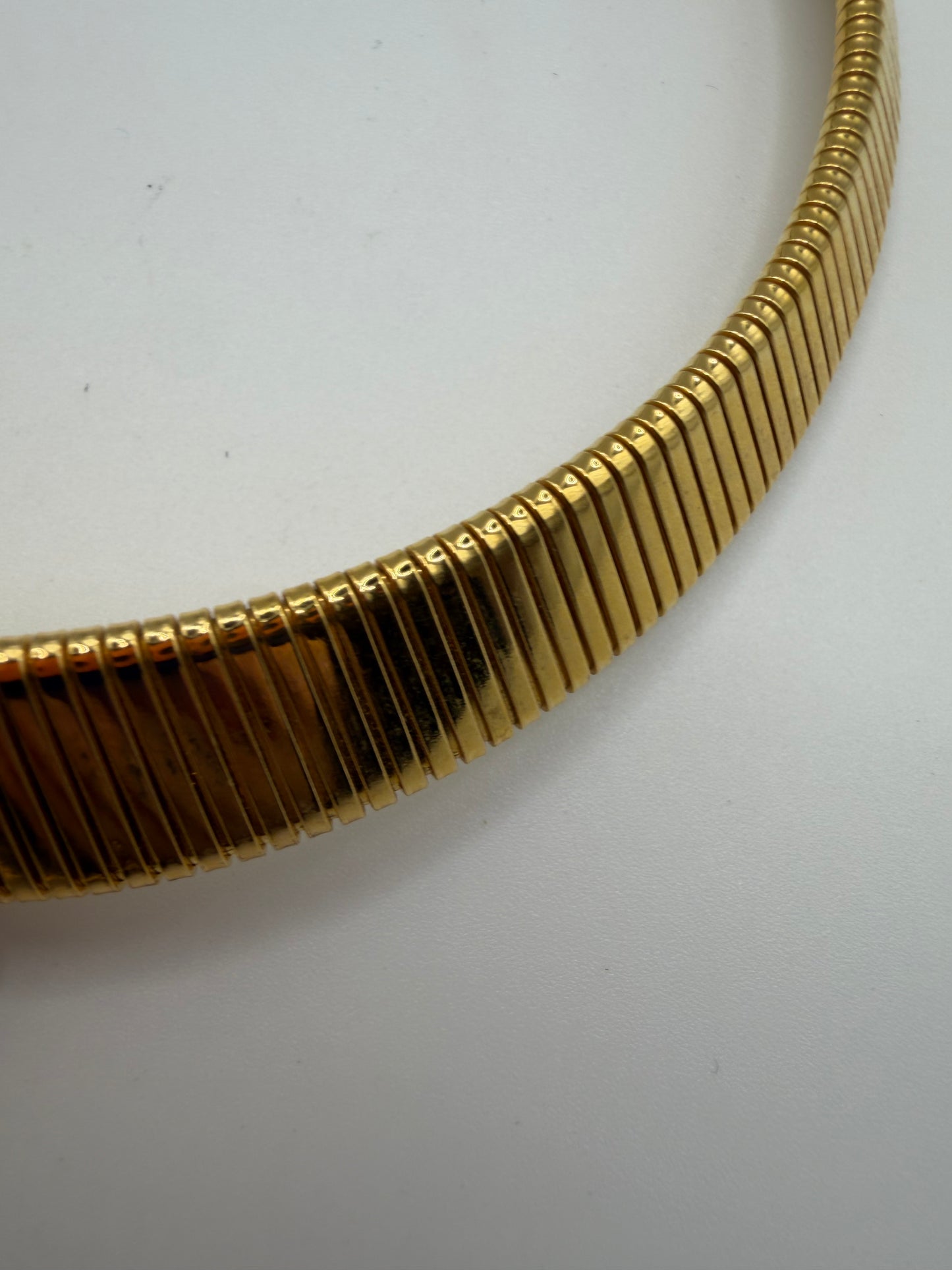 Vintage Monet Omega Tubogas Necklace with White Cabochon