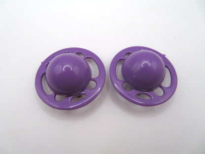 Vintage Purple UFO Button Style West Germany Clip On Earrings