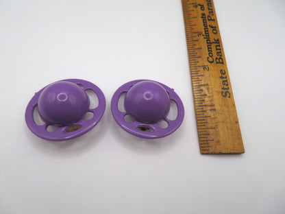 Vintage Purple UFO Button Style West Germany Clip On Earrings