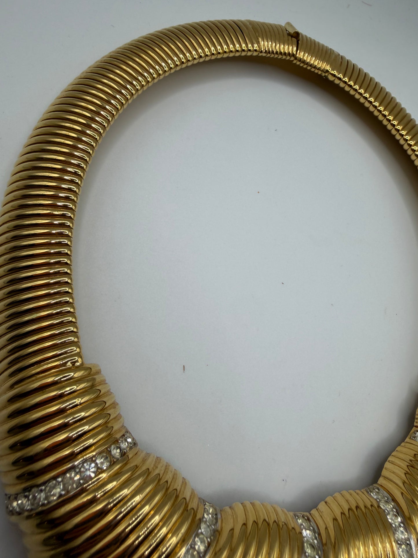 Vintage HUGE Nina Ricci Puffy Rhinestone Oversized Tubogas Necklace