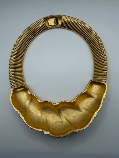 Vintage HUGE Nina Ricci Puffy Rhinestone Oversized Tubogas Necklace