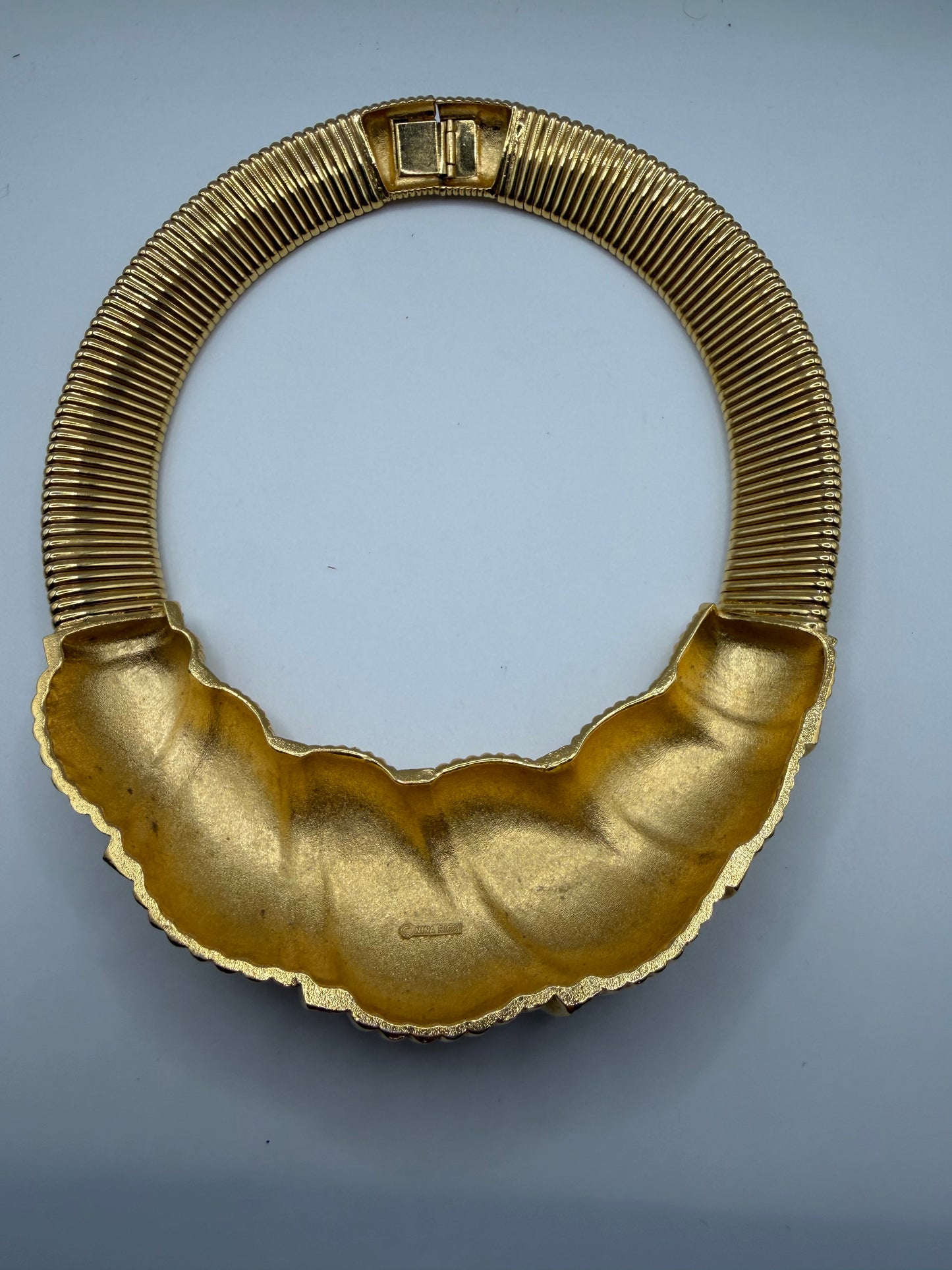 Vintage HUGE Nina Ricci Puffy Rhinestone Oversized Tubogas Necklace