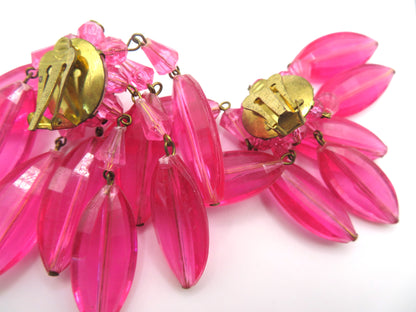 Vintage Austrian Candy Pink Chandelier Clip On Earrings