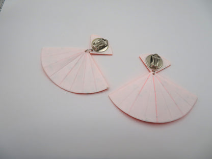 Vintage Tangerine Airbrushed Fan Clip On Earrings