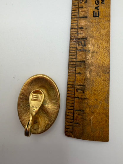 Vintage Monet Matte Gold Paisley Button Clip On Earrings