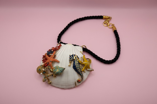 Vintage RARE Christian Lacroix Monumental Rhinestone Shell Necklace