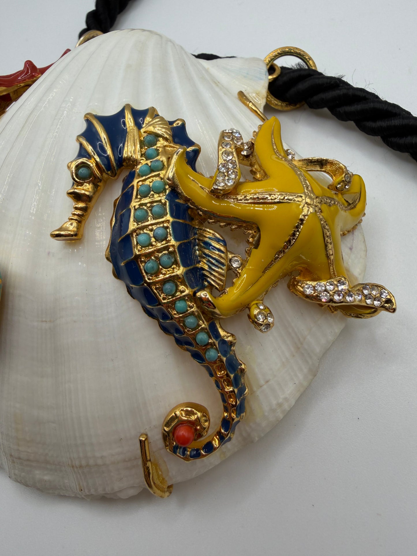 Vintage RARE Christian Lacroix Monumental Rhinestone Shell Necklace