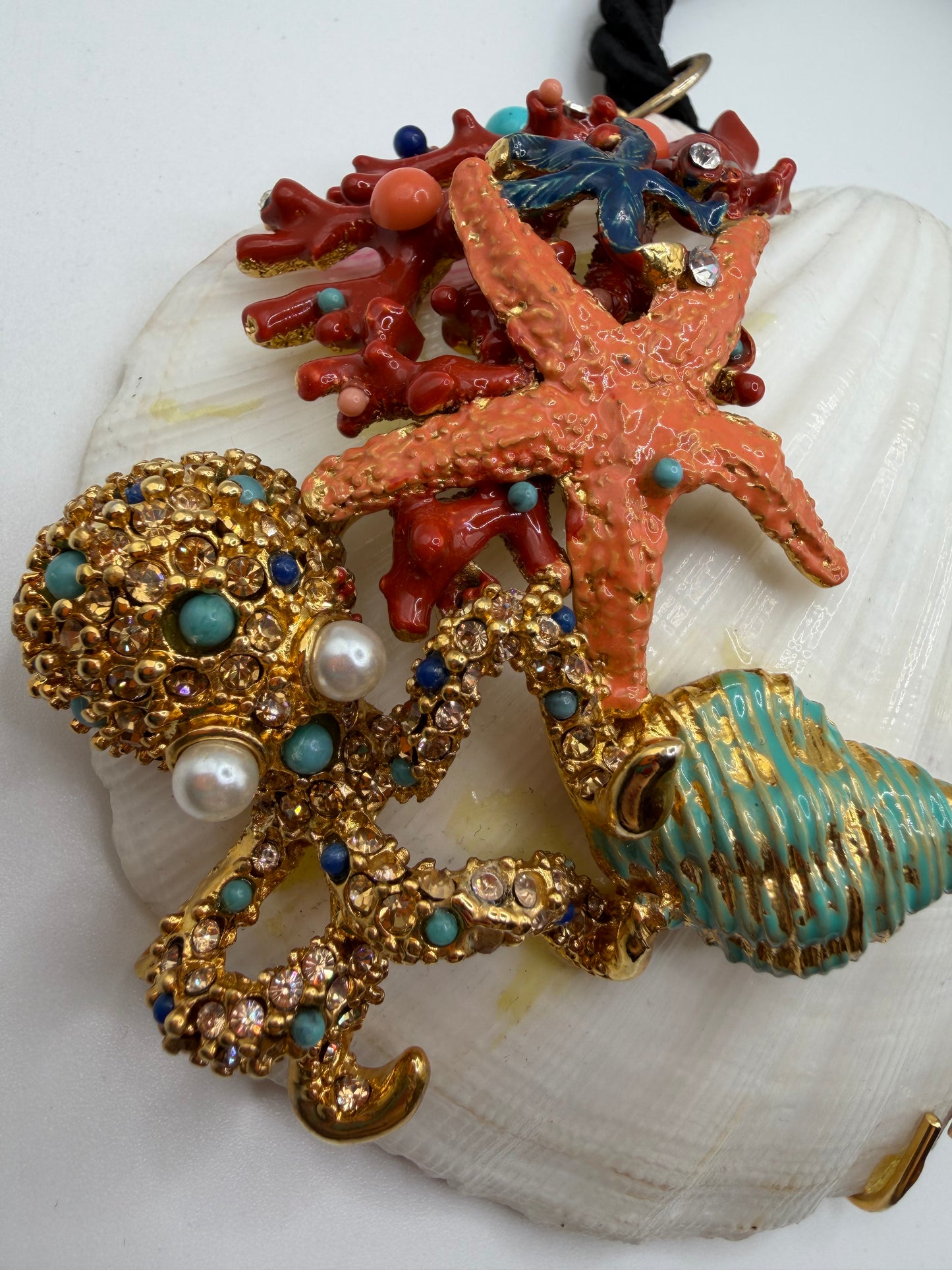 Vintage RARE Christian Lacroix Monumental Rhinestone Shell Necklace