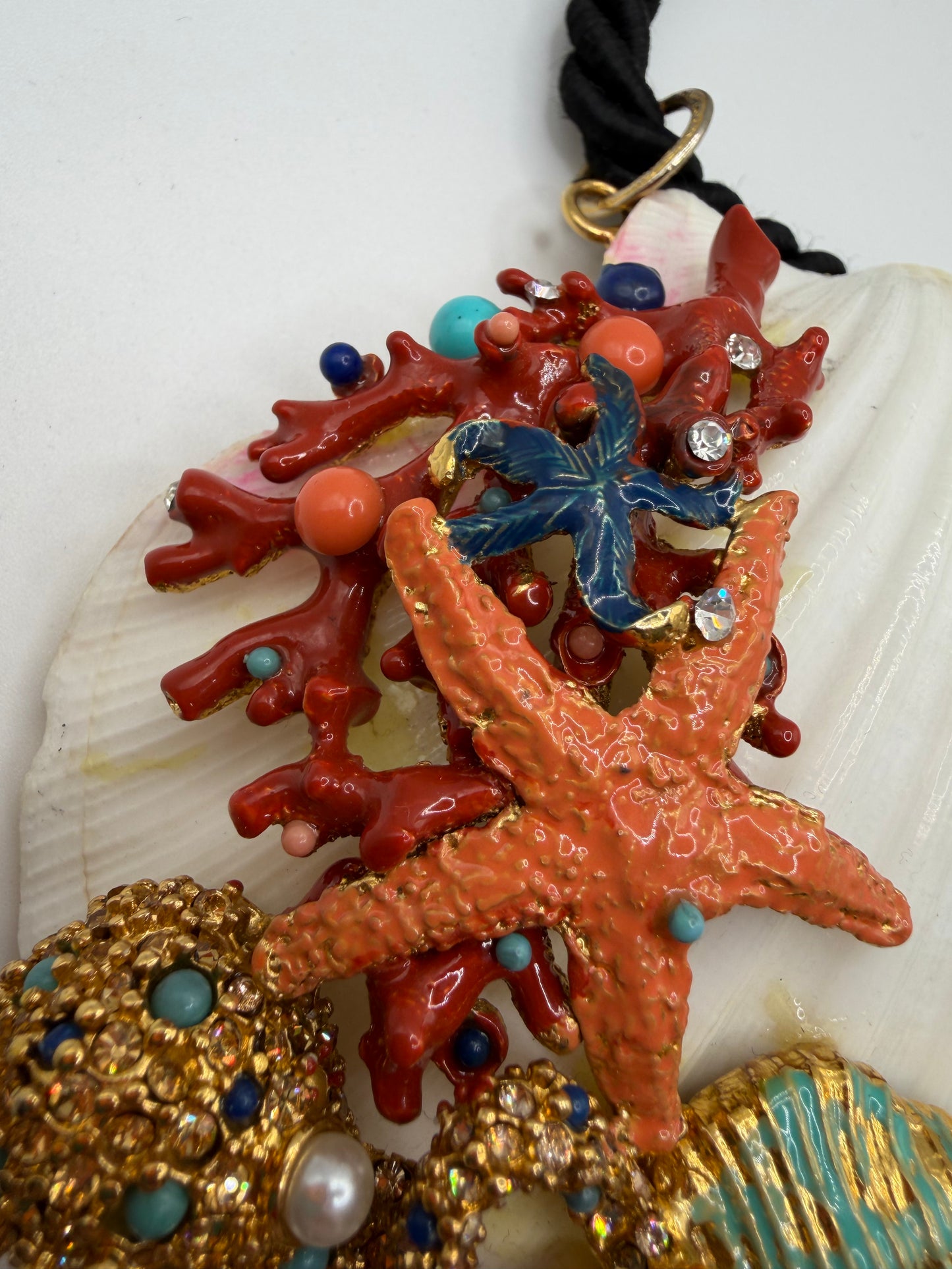 Vintage RARE Christian Lacroix Monumental Rhinestone Shell Necklace