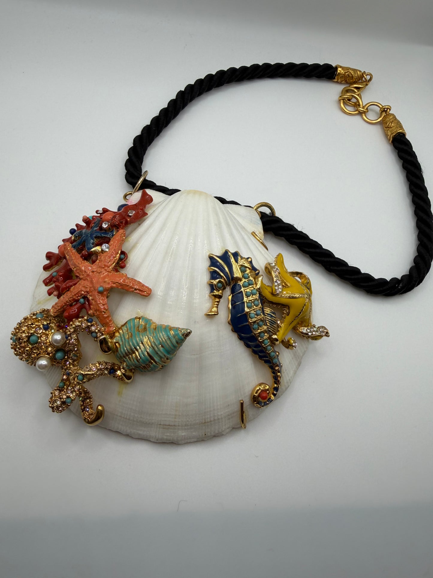 Vintage RARE Christian Lacroix Monumental Rhinestone Shell Necklace