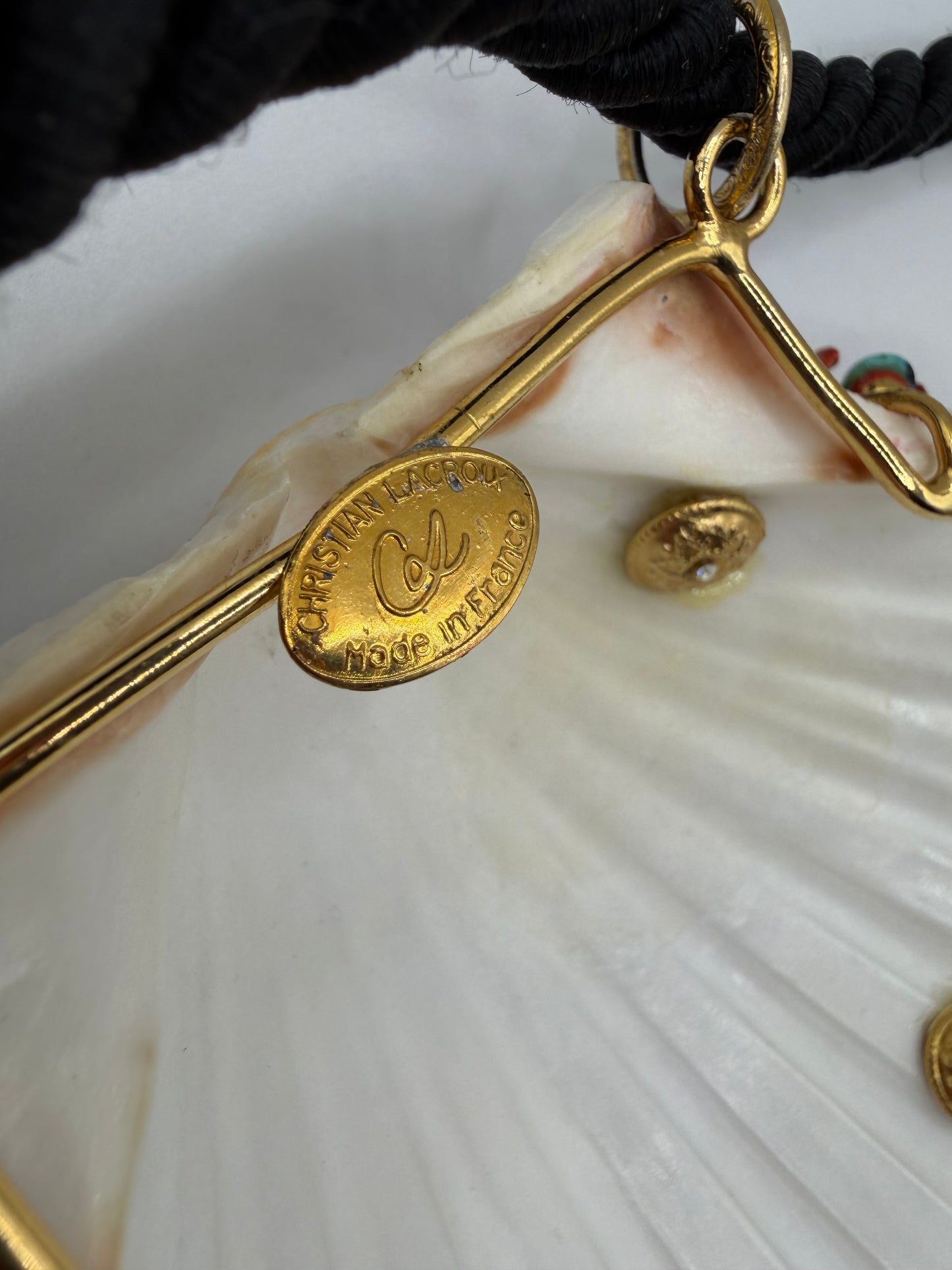 Vintage RARE Christian Lacroix Monumental Rhinestone Shell Necklace