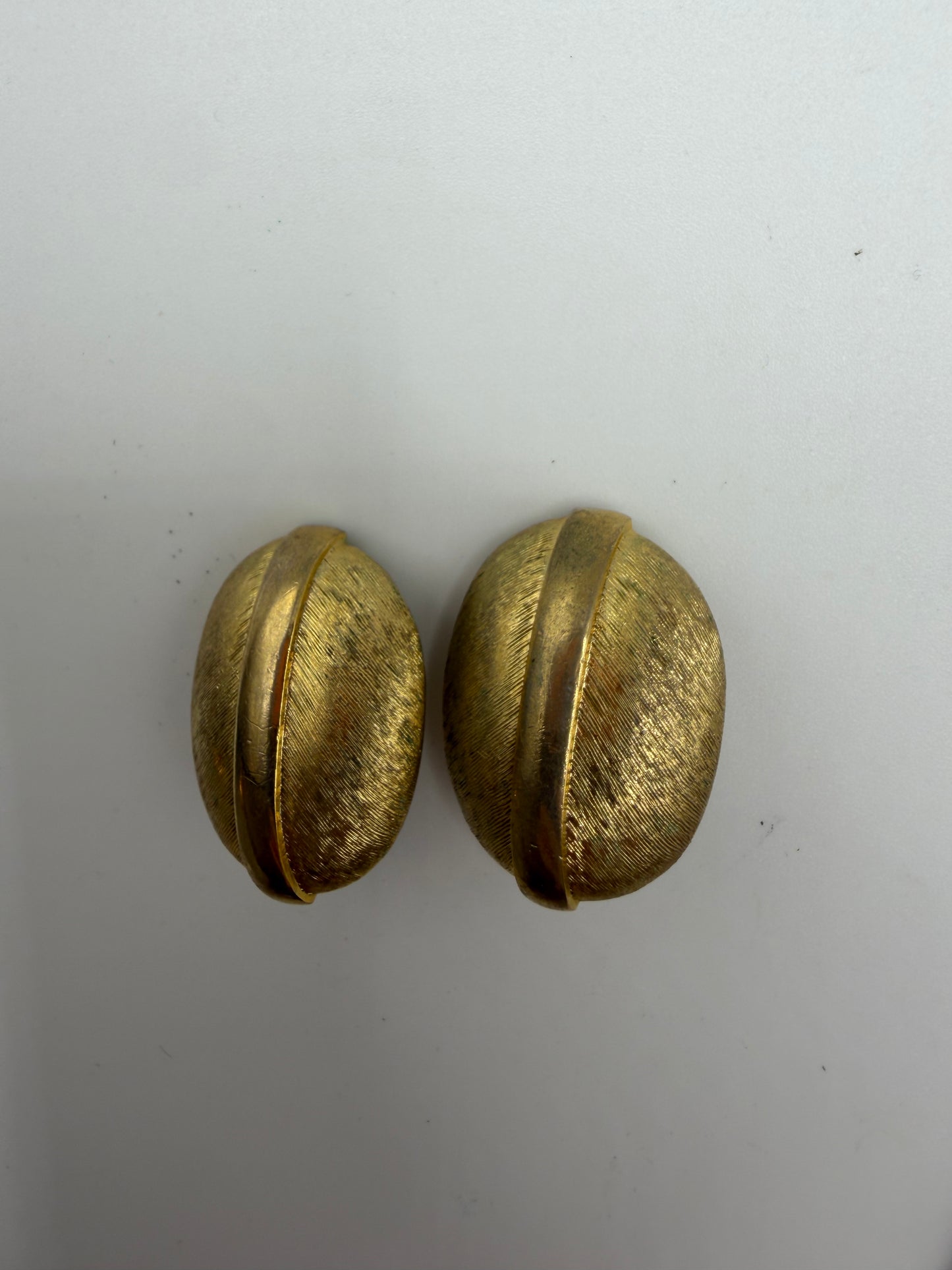 Vintage Brushed Gold Dome Clip On Earrings