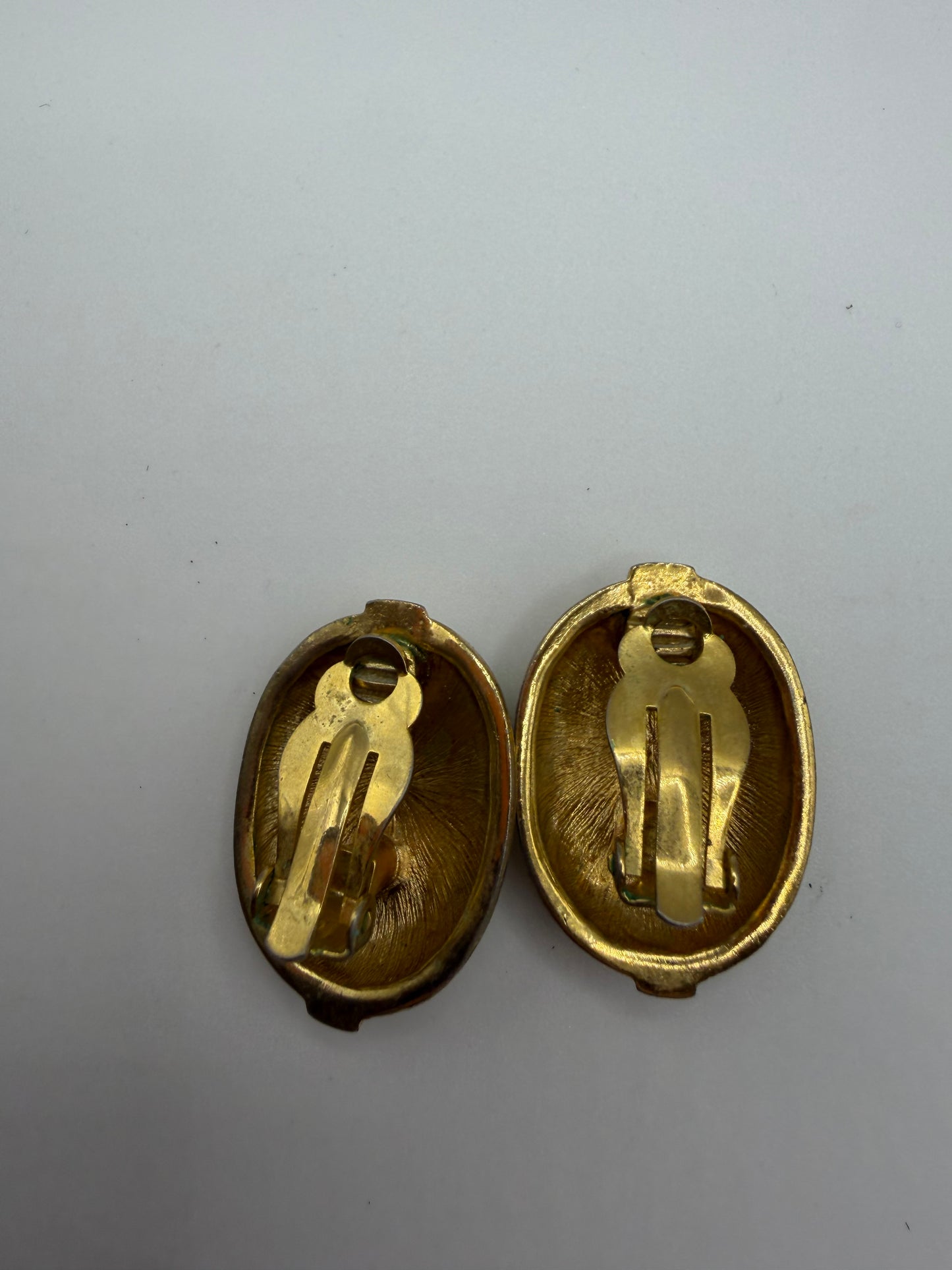 Vintage Brushed Gold Dome Clip On Earrings