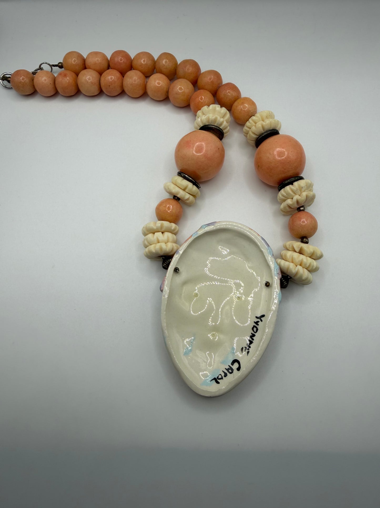 Vintage Chunky Darling Porcelain Pierrot Necklace