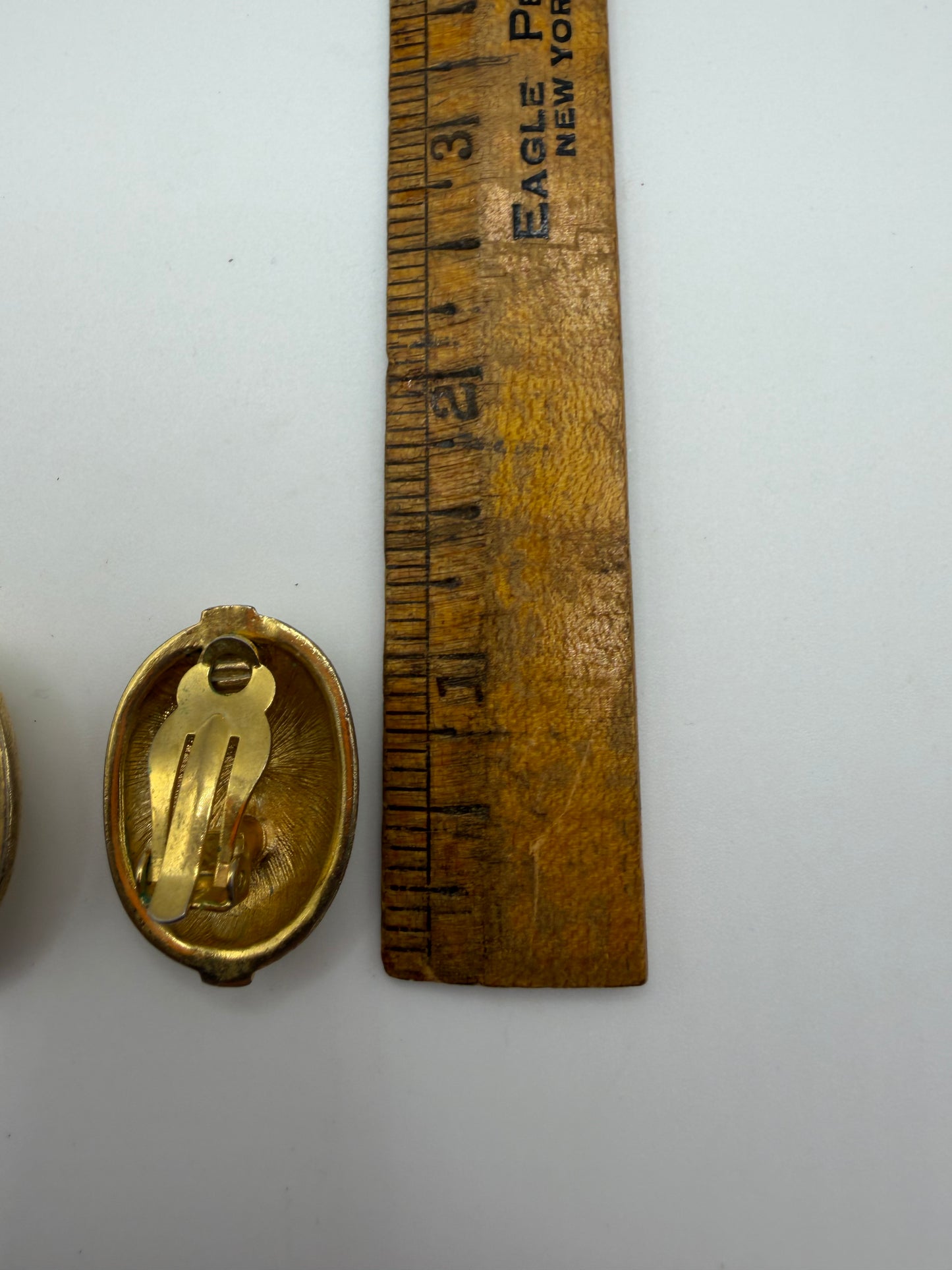 Vintage Brushed Gold Dome Clip On Earrings