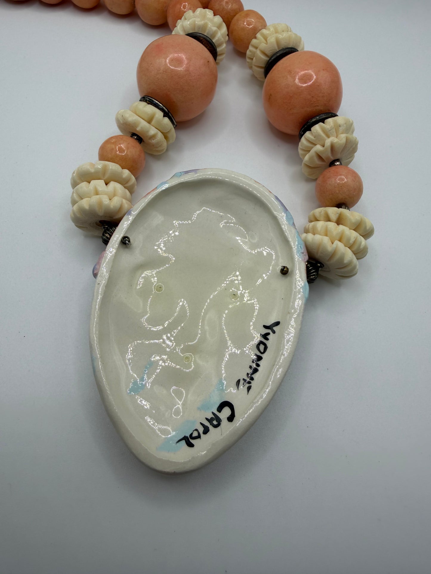 Vintage Chunky Darling Porcelain Pierrot Necklace