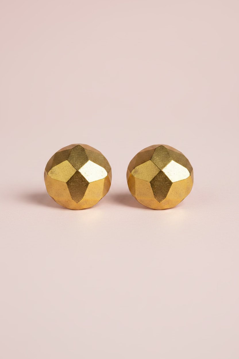 Vintage Yves Saint Laurent Golden Geometric Nugget Clip On Earrings