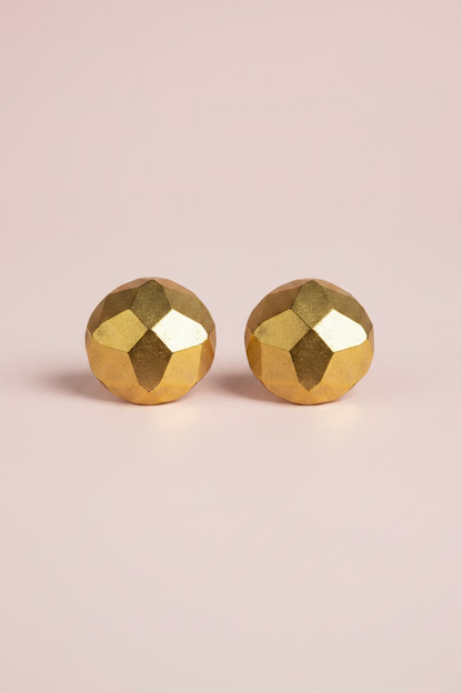 Vintage Yves Saint Laurent Golden Geometric Nugget Clip On Earrings