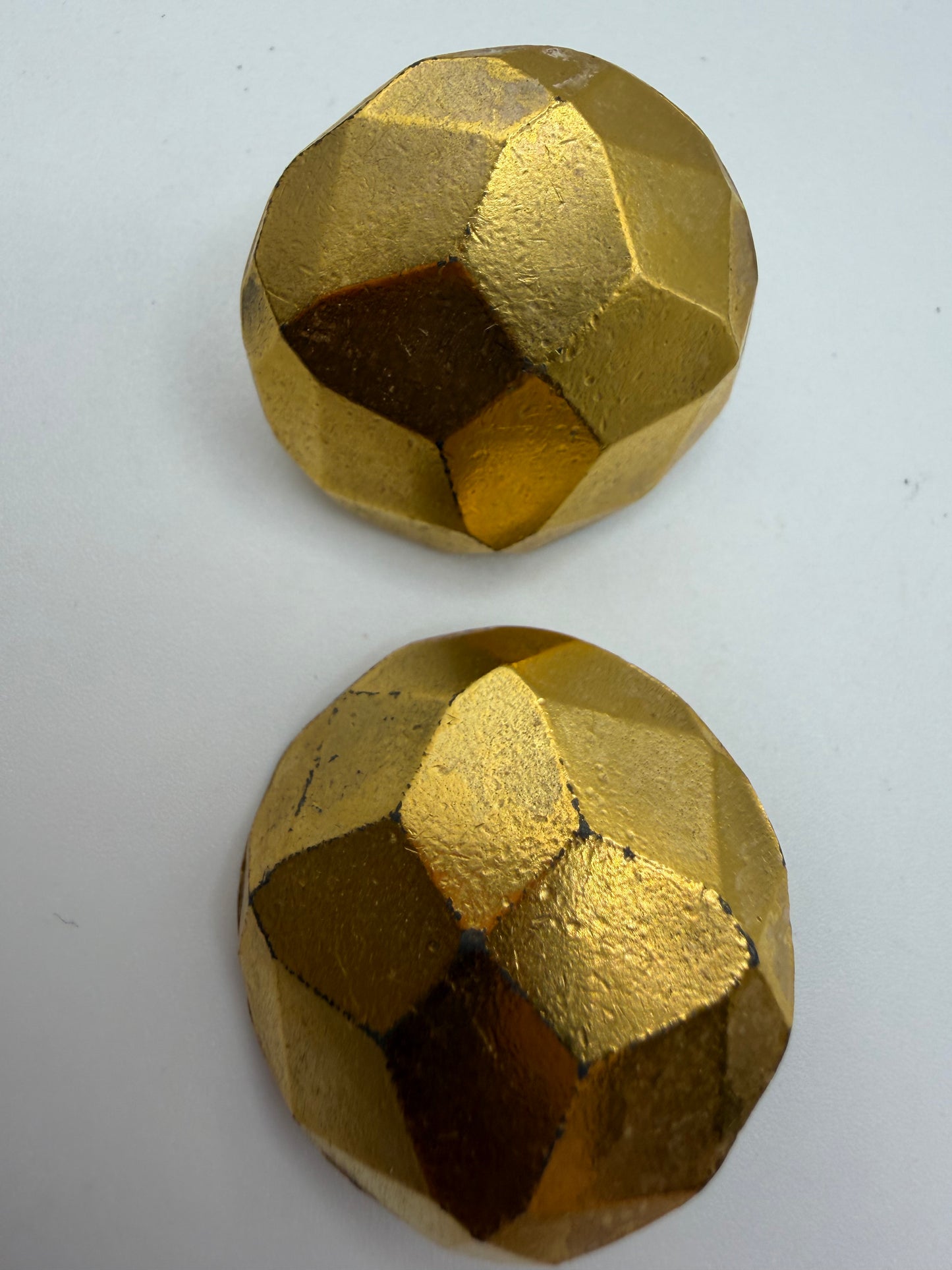Vintage Yves Saint Laurent Golden Geometric Nugget Clip On Earrings