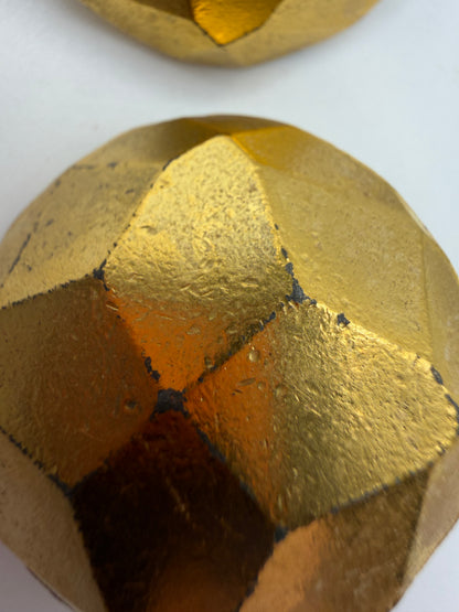 Vintage Yves Saint Laurent Golden Geometric Nugget Clip On Earrings