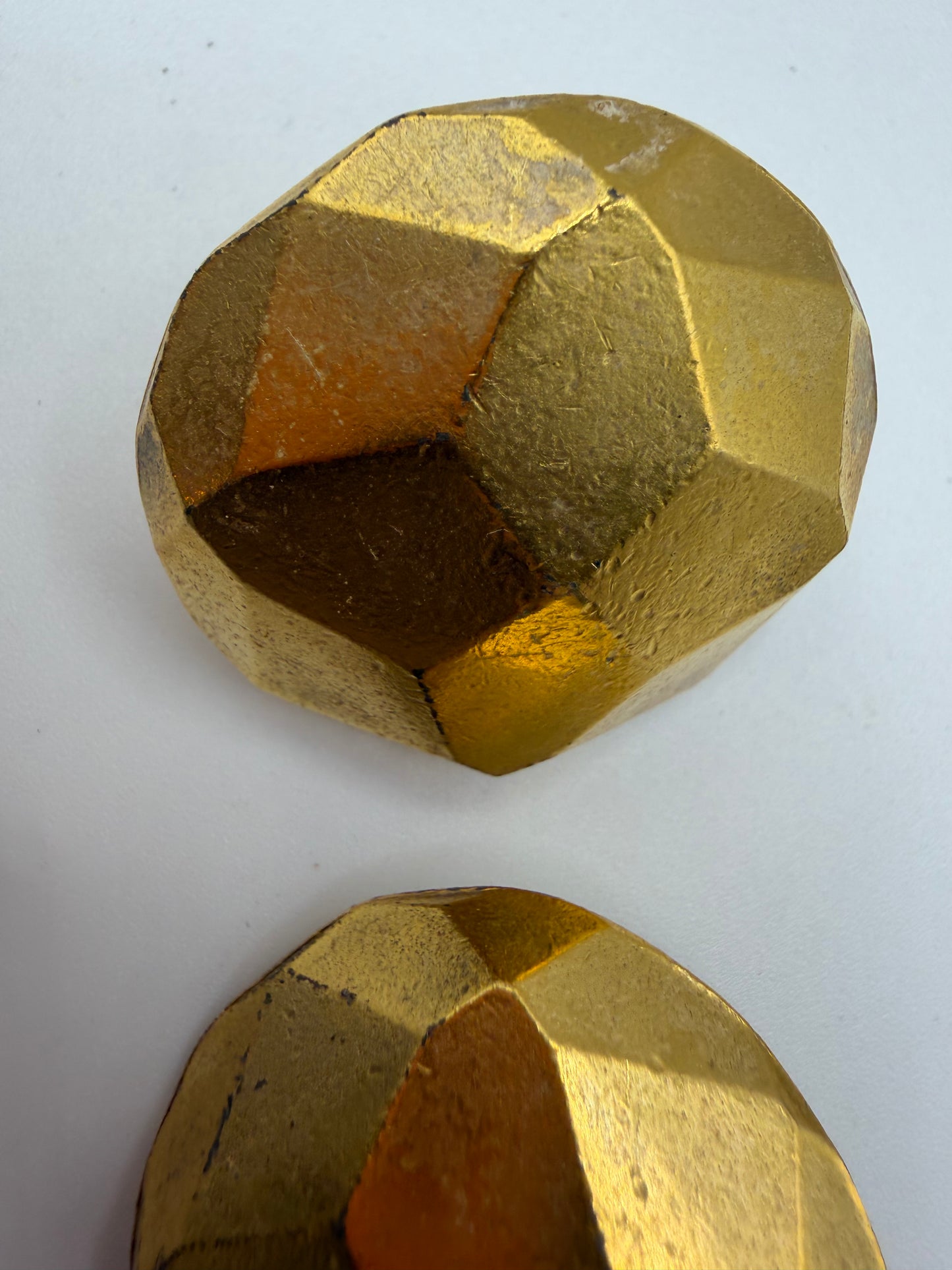Vintage Yves Saint Laurent Golden Geometric Nugget Clip On Earrings