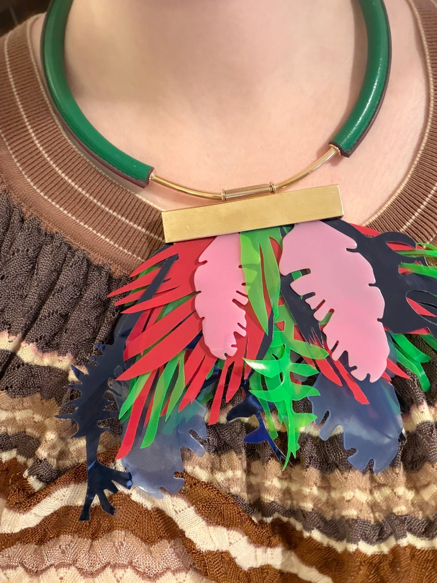 RARE Monumental John Galliano Spring 2015 Runway Leaf Necklace