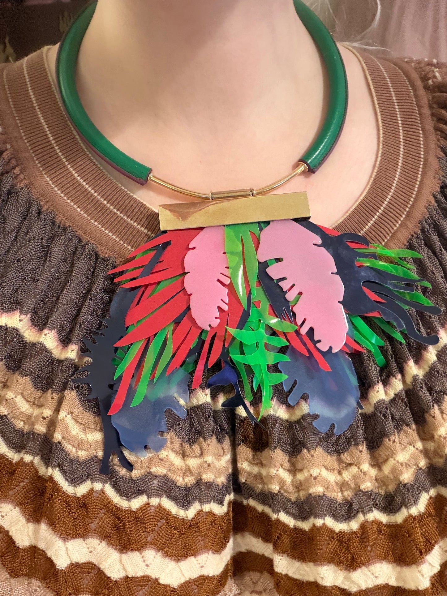 RARE Monumental John Galliano Spring 2015 Runway Leaf Necklace
