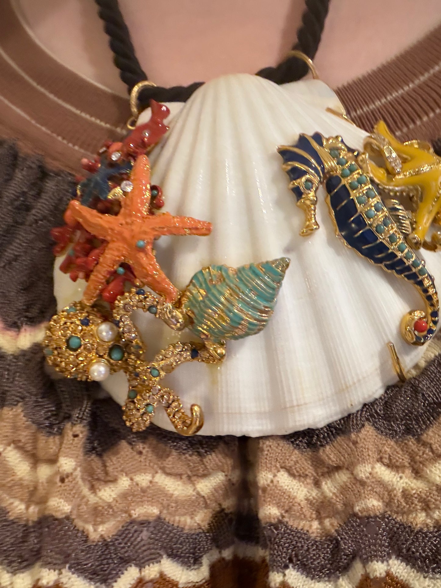 Vintage RARE Christian Lacroix Monumental Rhinestone Shell Necklace